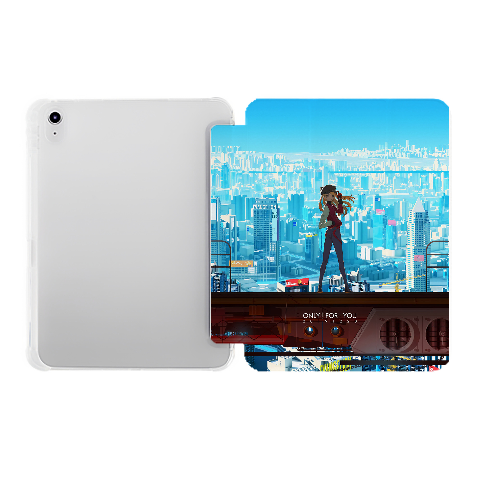 （画像用） EVA 新世紀エヴァンゲリオン IPad ケース ペン収納付き 三つ折りスタンド PUレザー×シリコン 対応機種9.5/10.5/10.9インチ